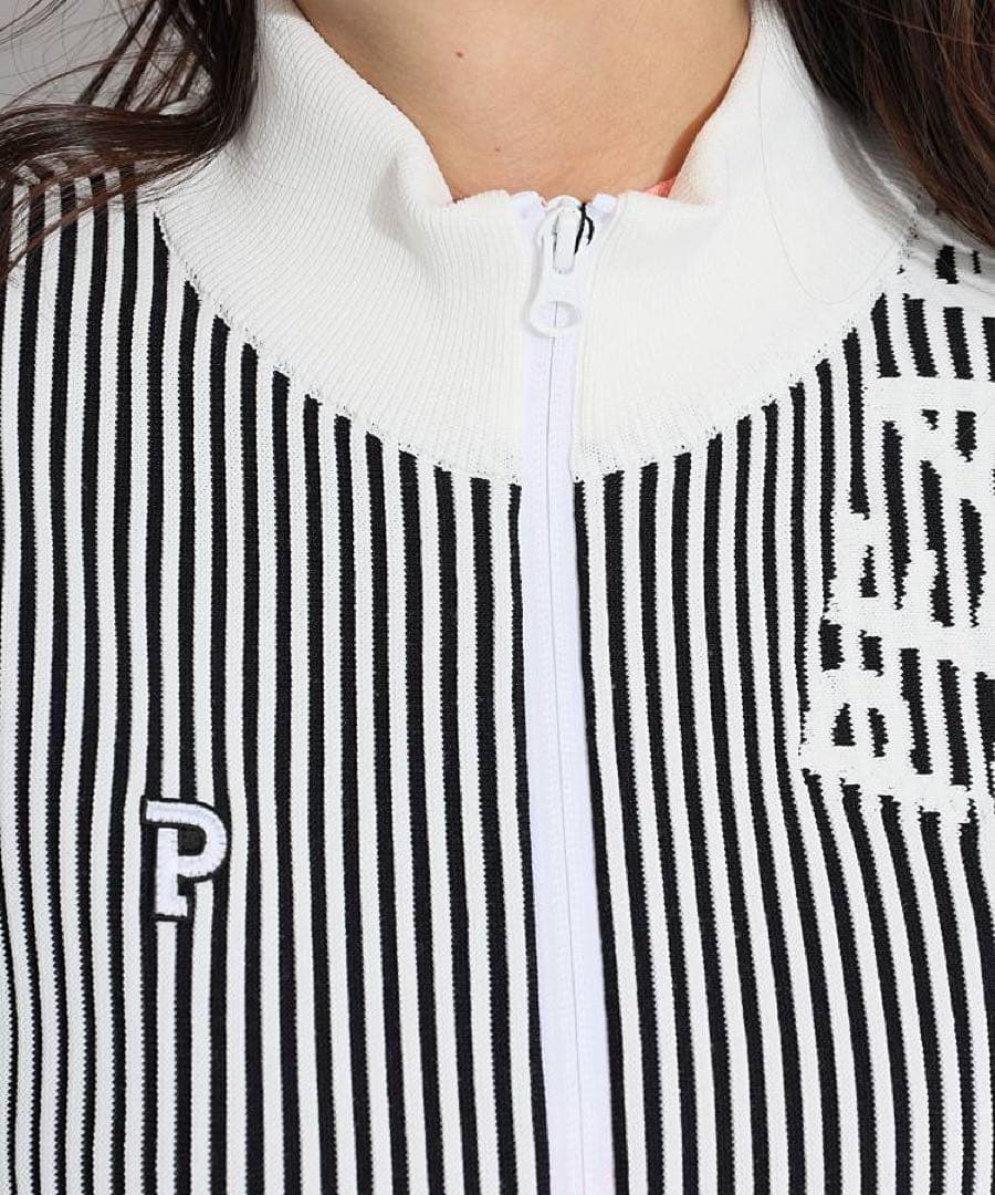 パーリーゲイツ ストライプ柄ニットブルゾン