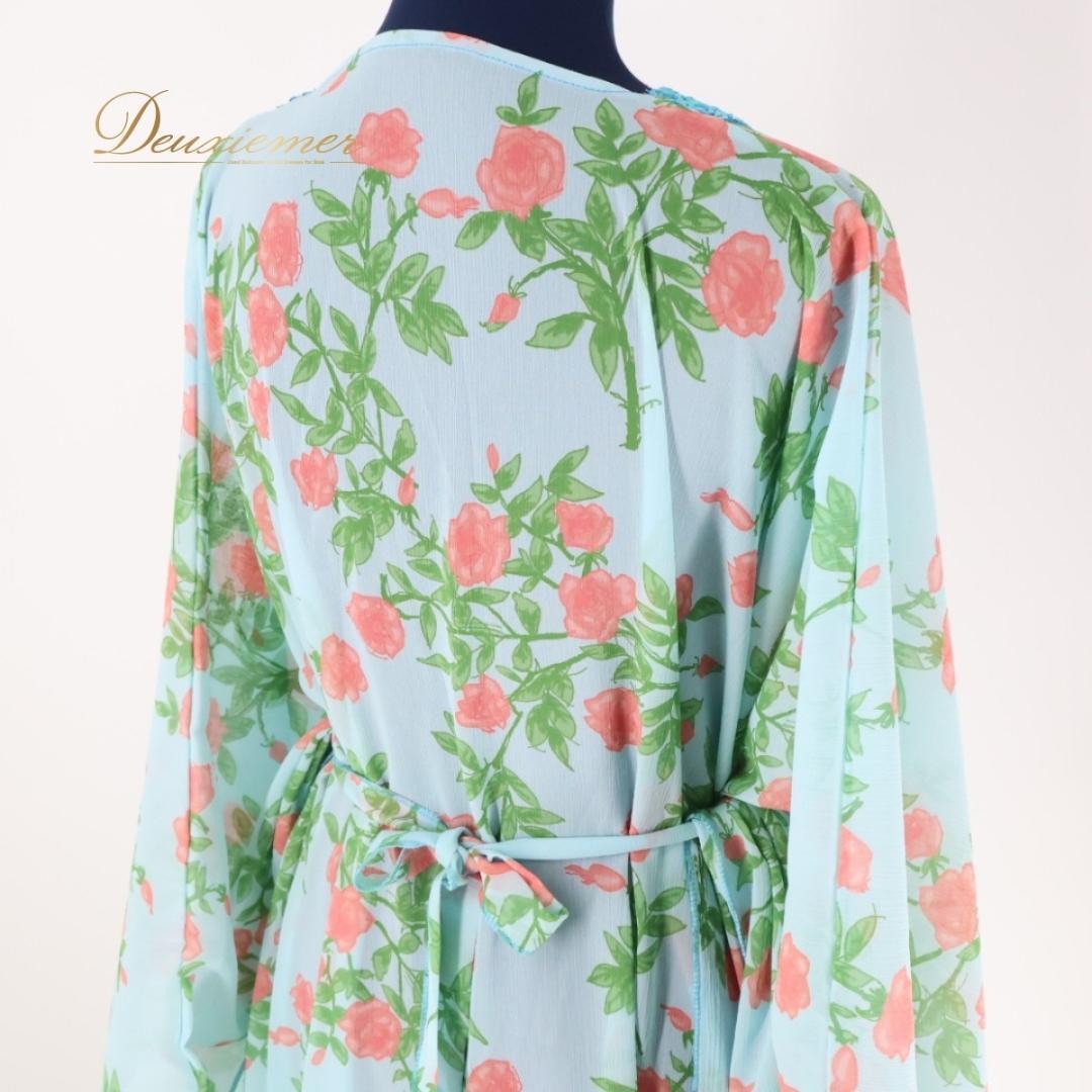 【ベリーダンス用衣装】水色 ガラベーヤ ワンピースドレス ピンク 花柄 ラメ