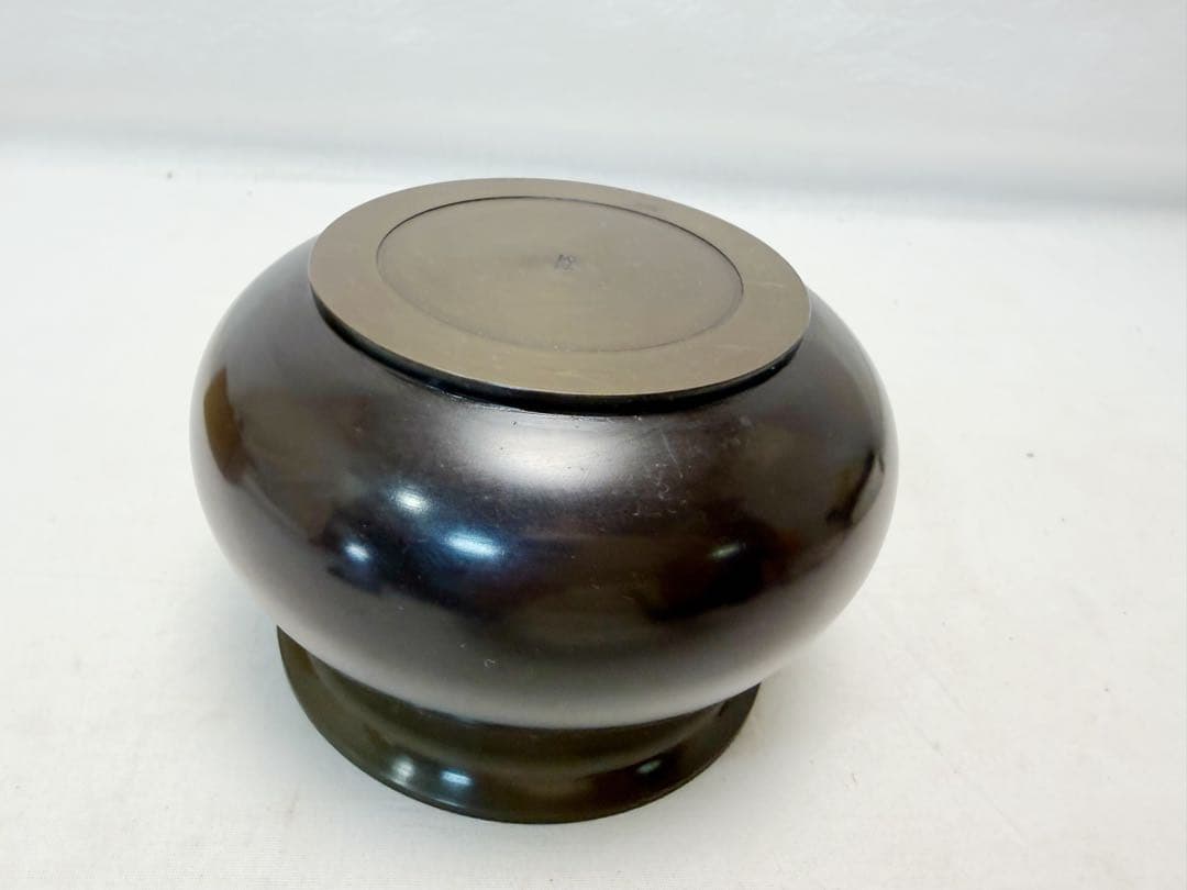 未使用 茶道具 竜泉造 唐銅 建水 茶こぼし 金属工芸 銅印 元箱