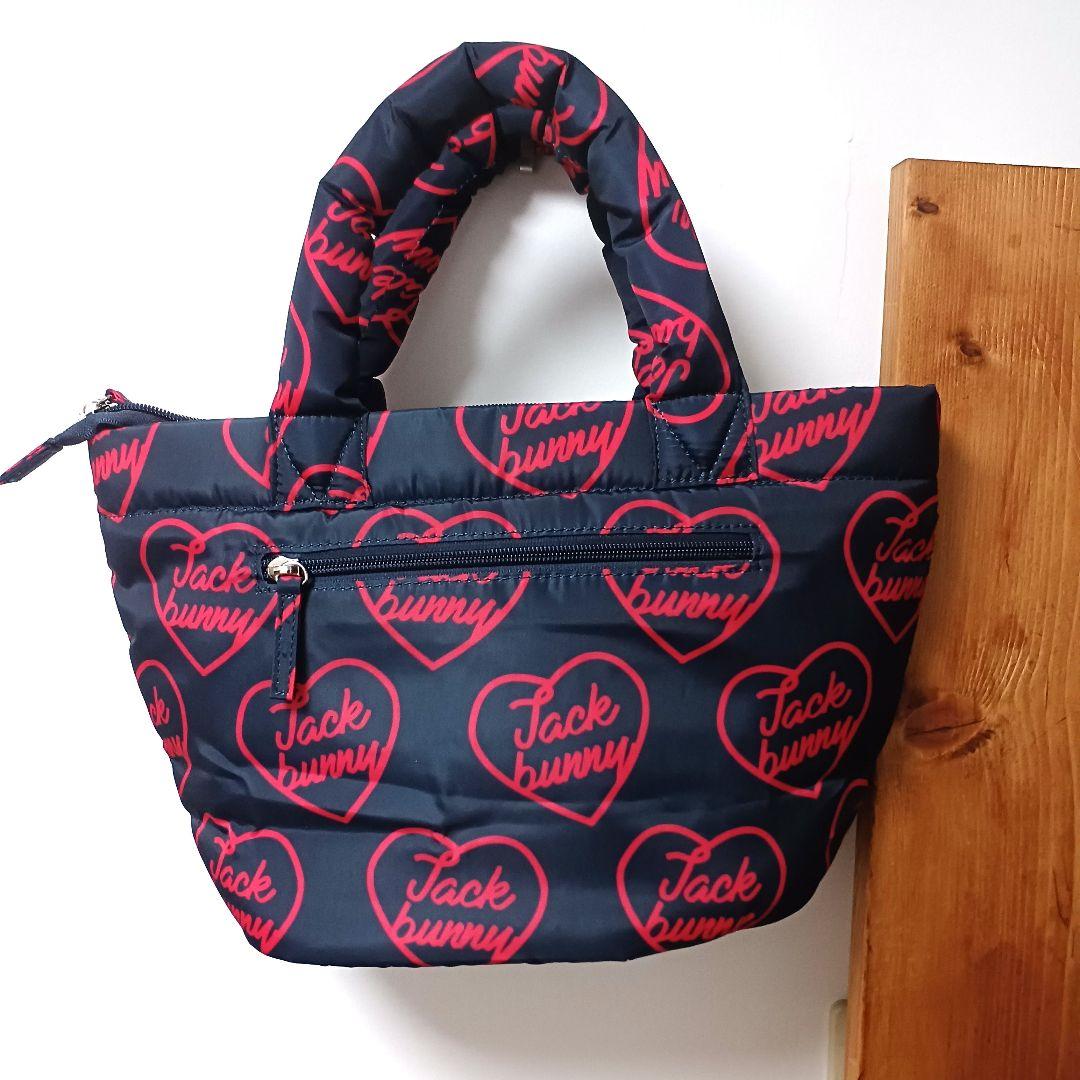 ジャックバニー　レディース　ラウンドバッグ　トートバッグ　ハート柄　ネイビー