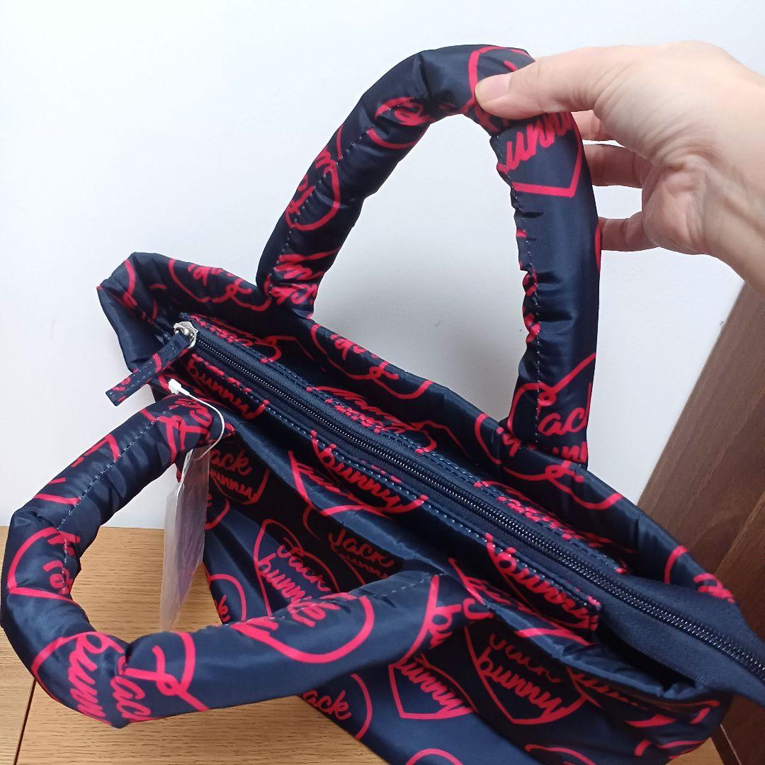 ジャックバニー　レディース　ラウンドバッグ　トートバッグ　ハート柄　ネイビー