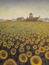 【真作】絵画　元村平　油彩　向日葵　静かな詩情漂う一枚　静寂と郷愁　W135