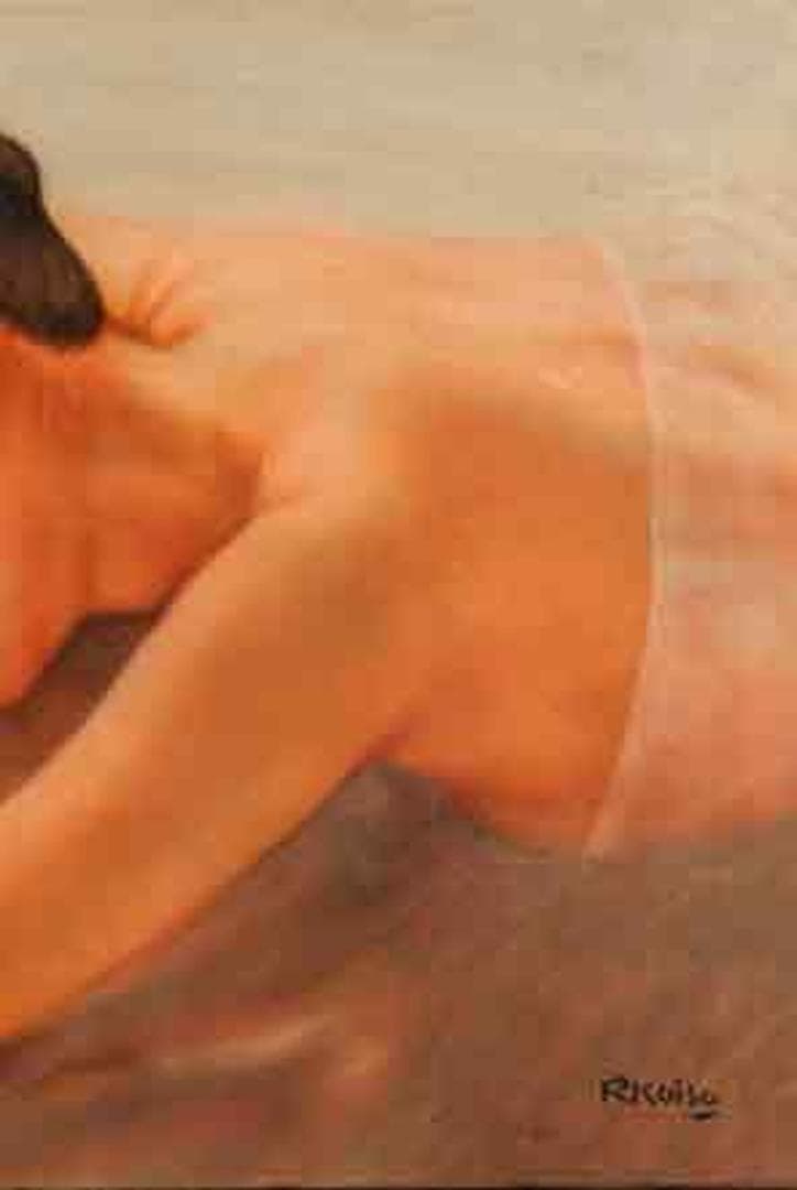 小磯良平　油彩　肉筆『バレリーナの休息』表と裏サイン　鑑定　P8　額無　b379