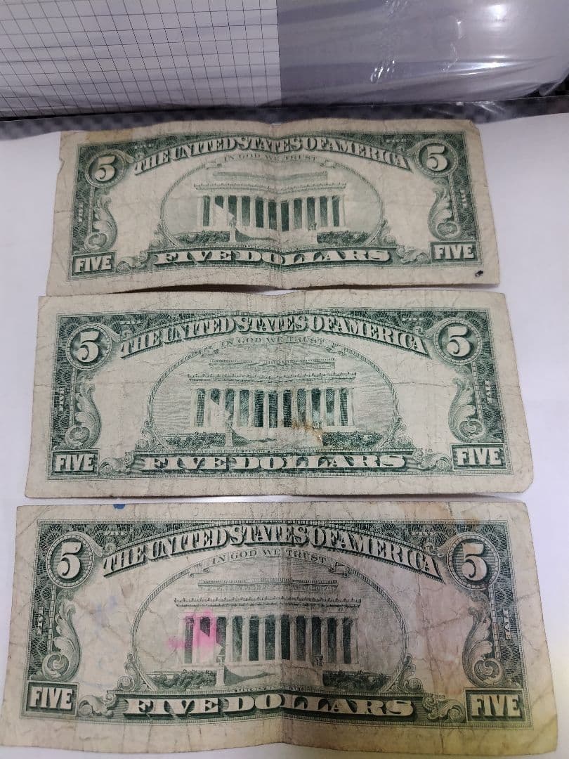 旧紙幣アメリカ5ドル札 6枚set