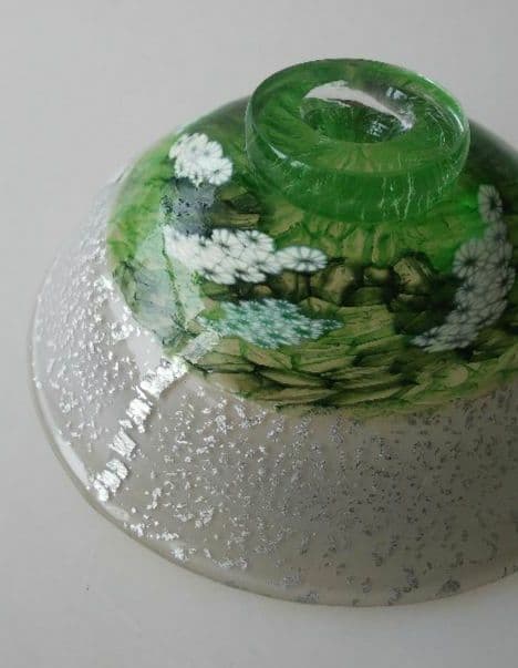 ★花のムリーニと銀箔★インカルモ茶碗