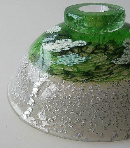 ★花のムリーニと銀箔★インカルモ茶碗