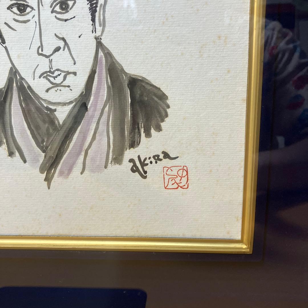 色紙　藤田まことサイン入り　中村主水　中尾彬似顔絵作　サイン入り