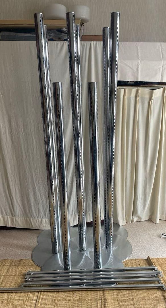 クロムメッキ 店舗什器 ポール8本　バー5本