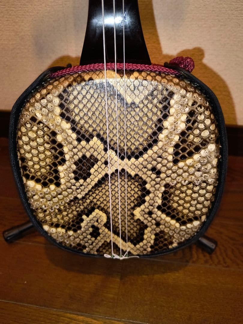 三線 本体 蛇皮 強化張り ソフトケース付き