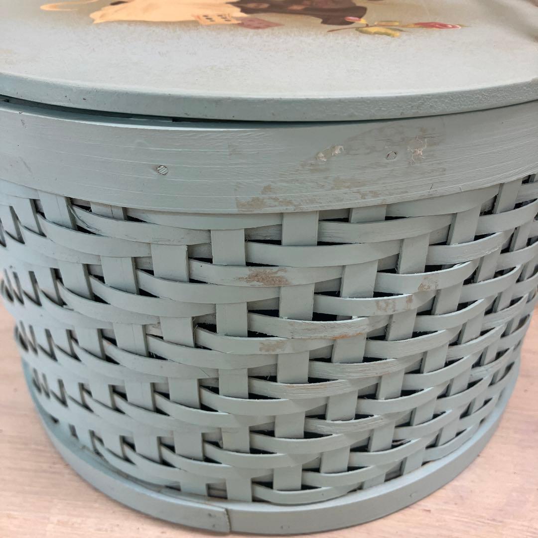 マニーグランシュマン　アンティークなソーイングバスケットミシンブルー