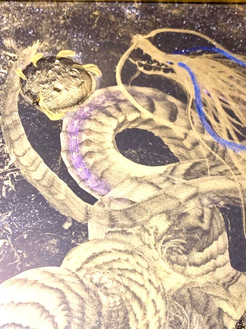 【金龍】　龍神エネルギーアート✨縁起物　一筆龍　絵画　置物　龍　隕石　開運