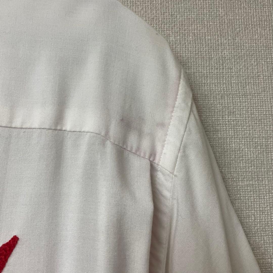 60s Hilton ボウリングシャツ ホワイトレッド　bowlingshirt