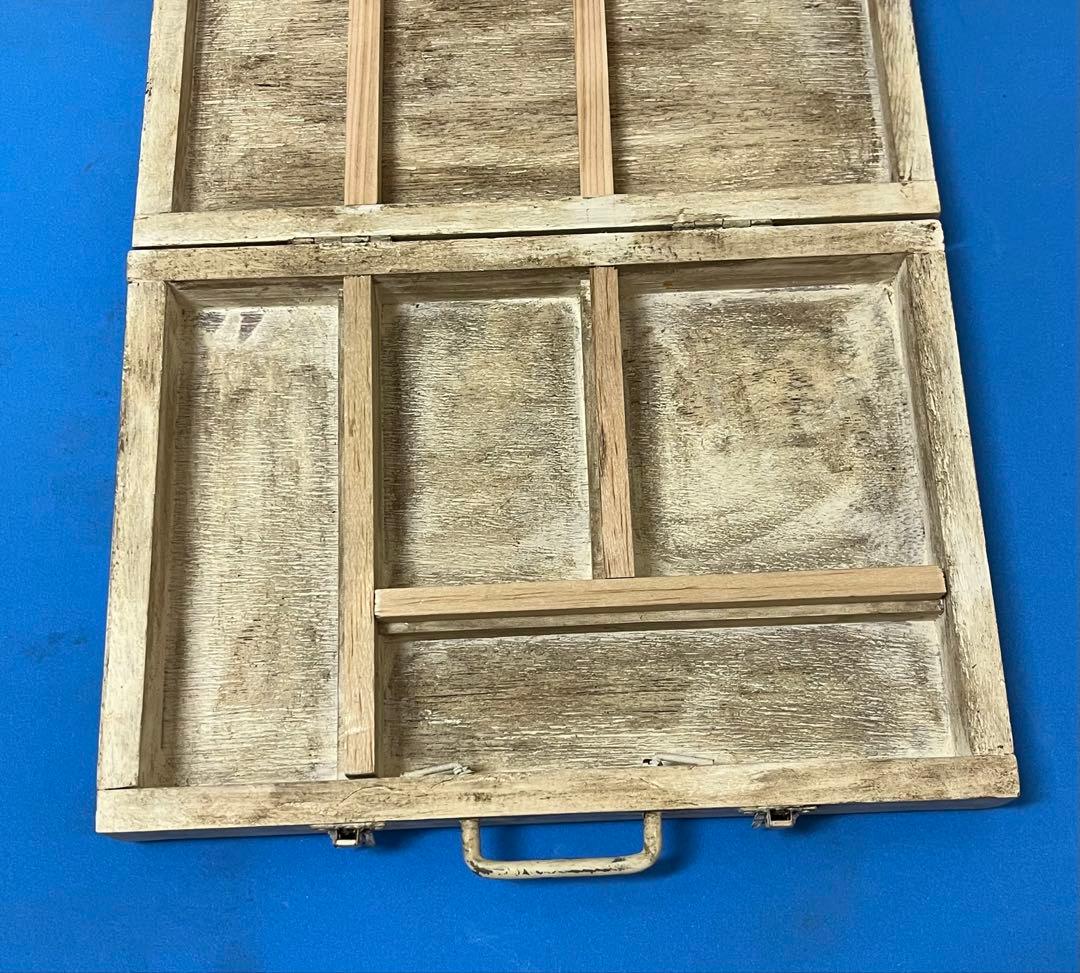 木製ツールボックス　アンティーク調　アーリーアメリカンカラー　小物入れ