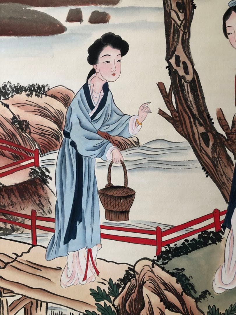 唐寅 人物画 掛け軸 四尺 手描き 中国美術 絵画 書画 人物図 インテリア
