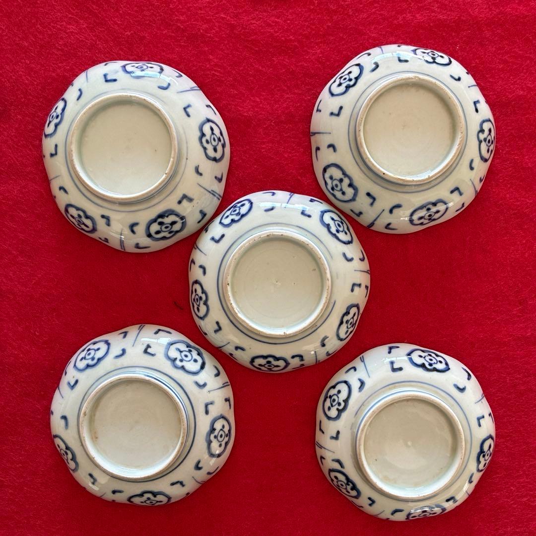 古伊万里　染付　花文　小皿　5枚組