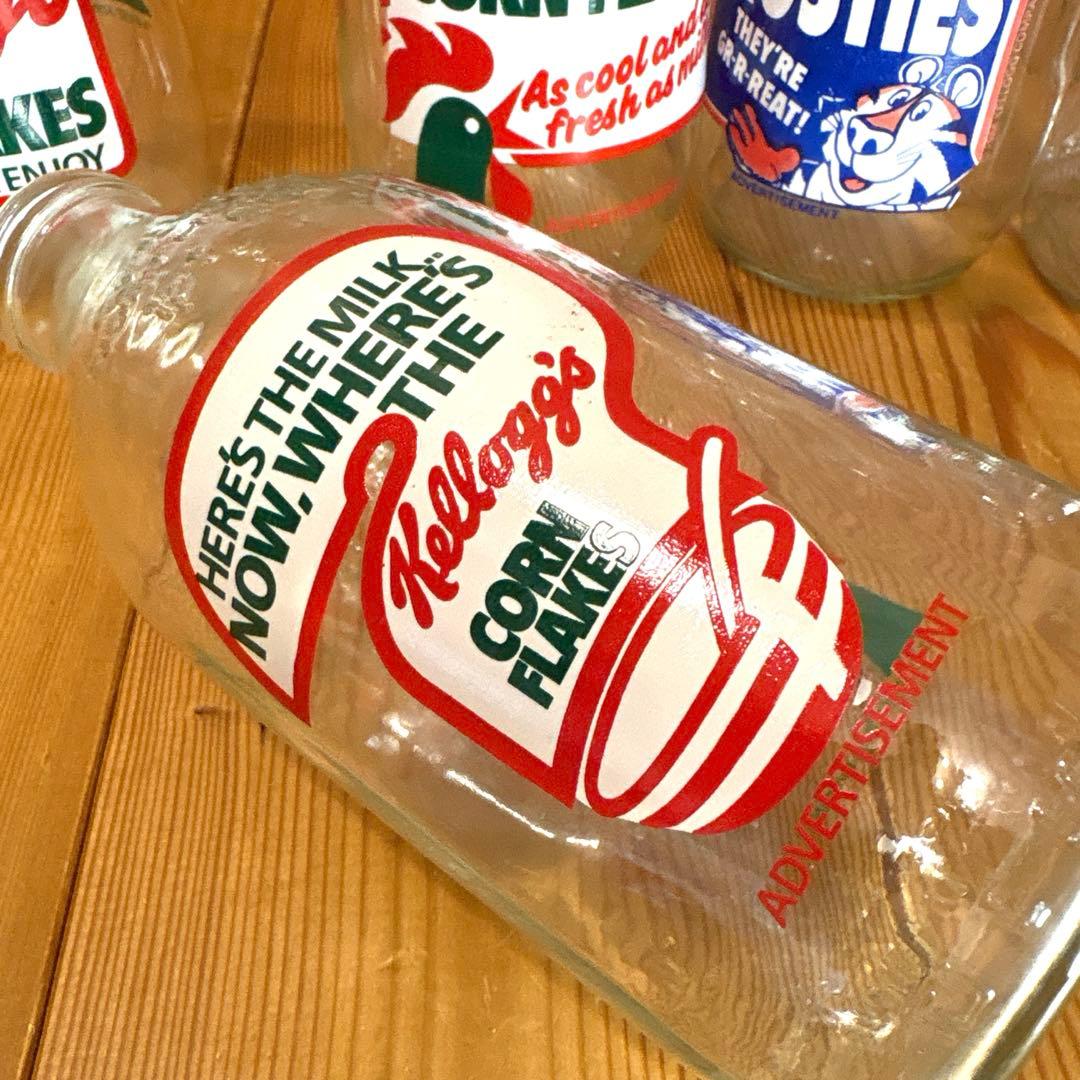 80年代　ケロッグ　ボトル　牛乳瓶　セット　コーネリアス　トニータイガー
