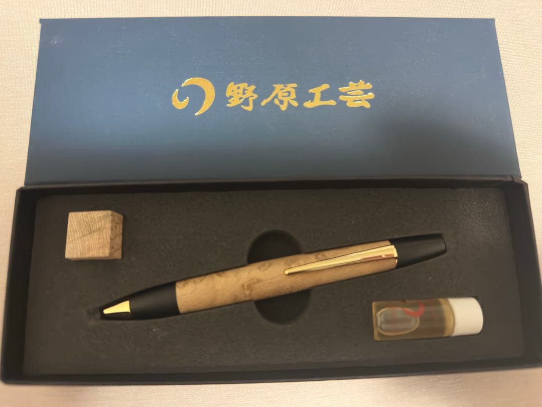 E*N様 野原工芸　　バーズアイメイプル　ボールペン　ロータリータイプ　ゴールド