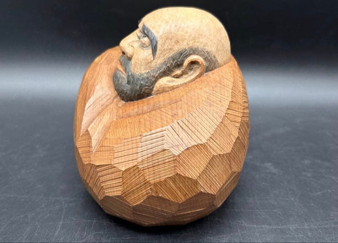 【希少品】秀作(在銘) 讃岐彫 一刀彫 達磨　だるま　木彫り　置物　縁起物