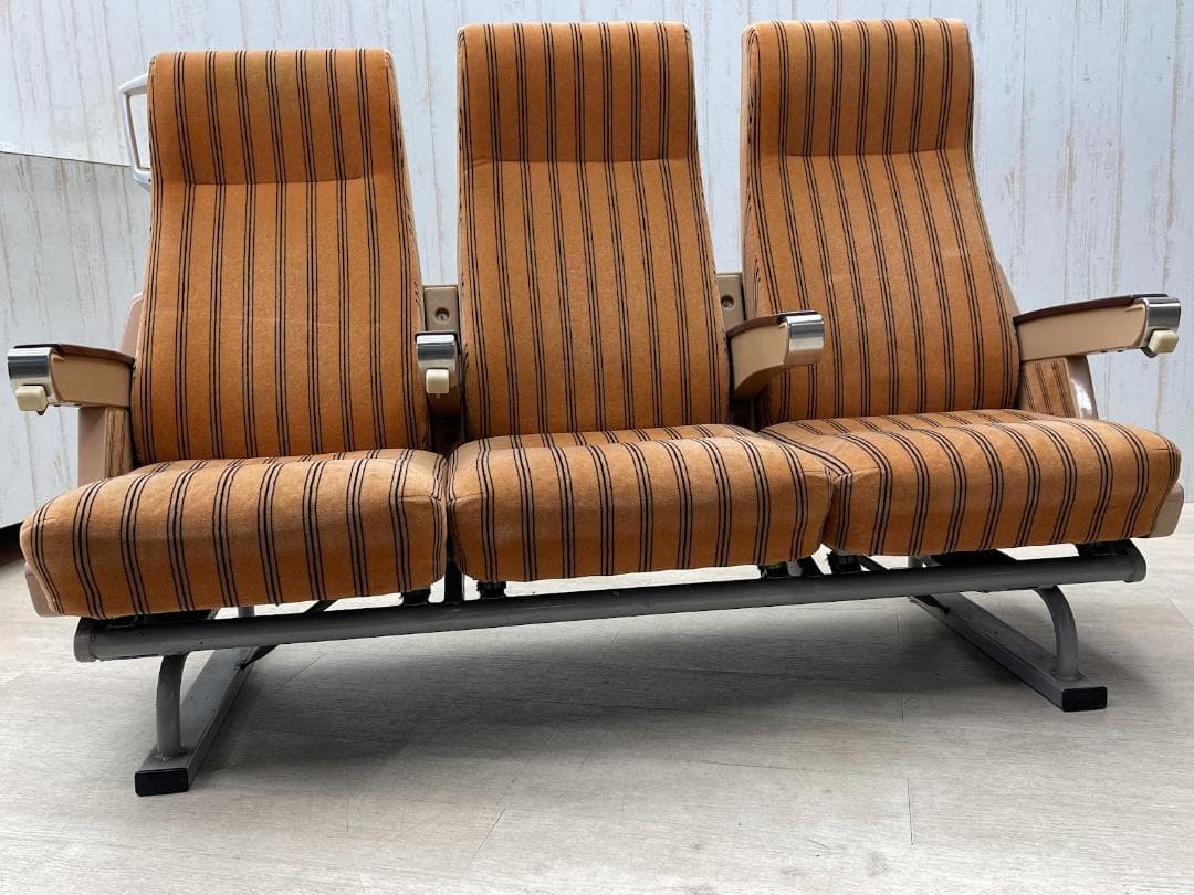 美品　0系新幹線 普通席 3列シート 簡易リクライニング せり出し式 ストライプ