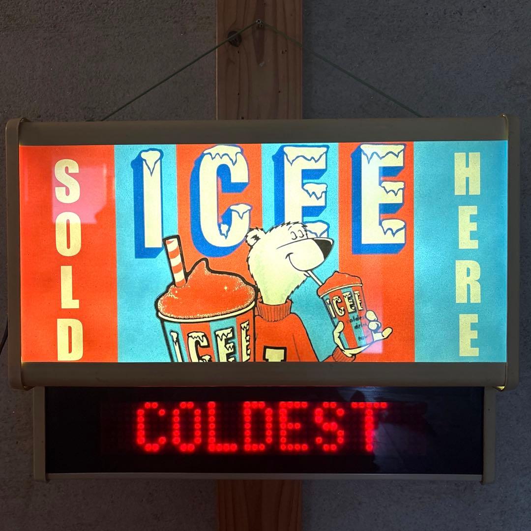 80年代　アイシーベア　モーション　看板　ランプ　ネオンサイン　USA アメトイ