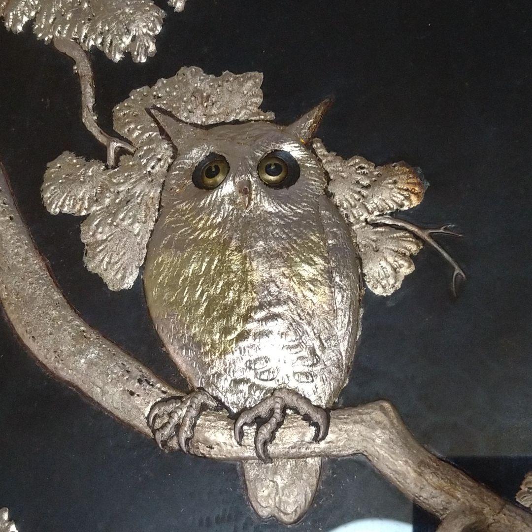 金箔の ふくろう 絵画 再度、値下げします。