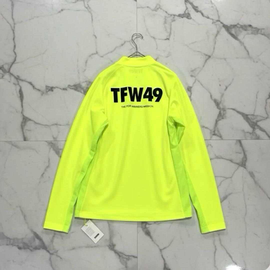 未使用品❗️TFW49 長袖モックネックシャツ　蛍光イエロー　サイドメッシュ　L