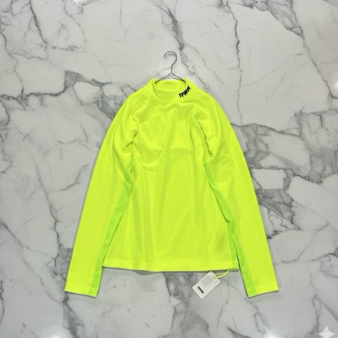 未使用品❗️TFW49 長袖モックネックシャツ　蛍光イエロー　サイドメッシュ　L