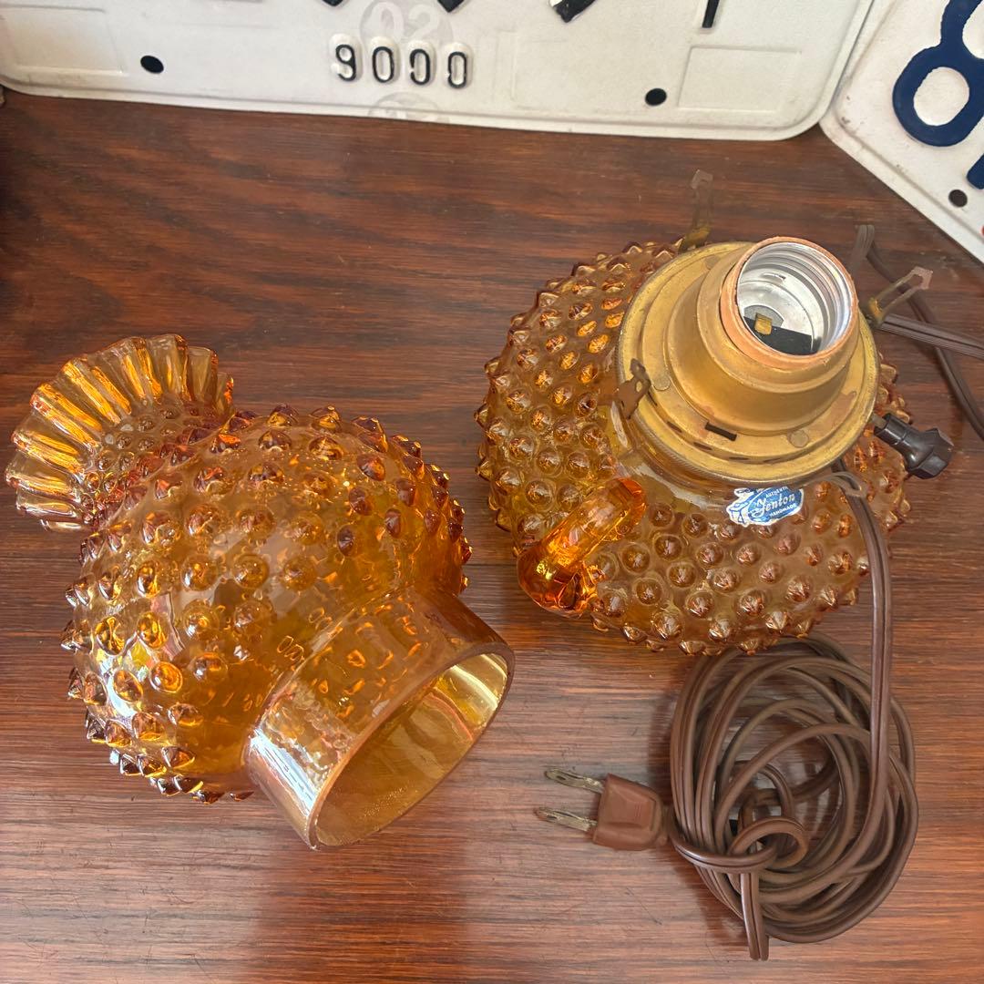 超レア美品！50s〜60sOLD Fentonフェントン社アンバーガラスランプ