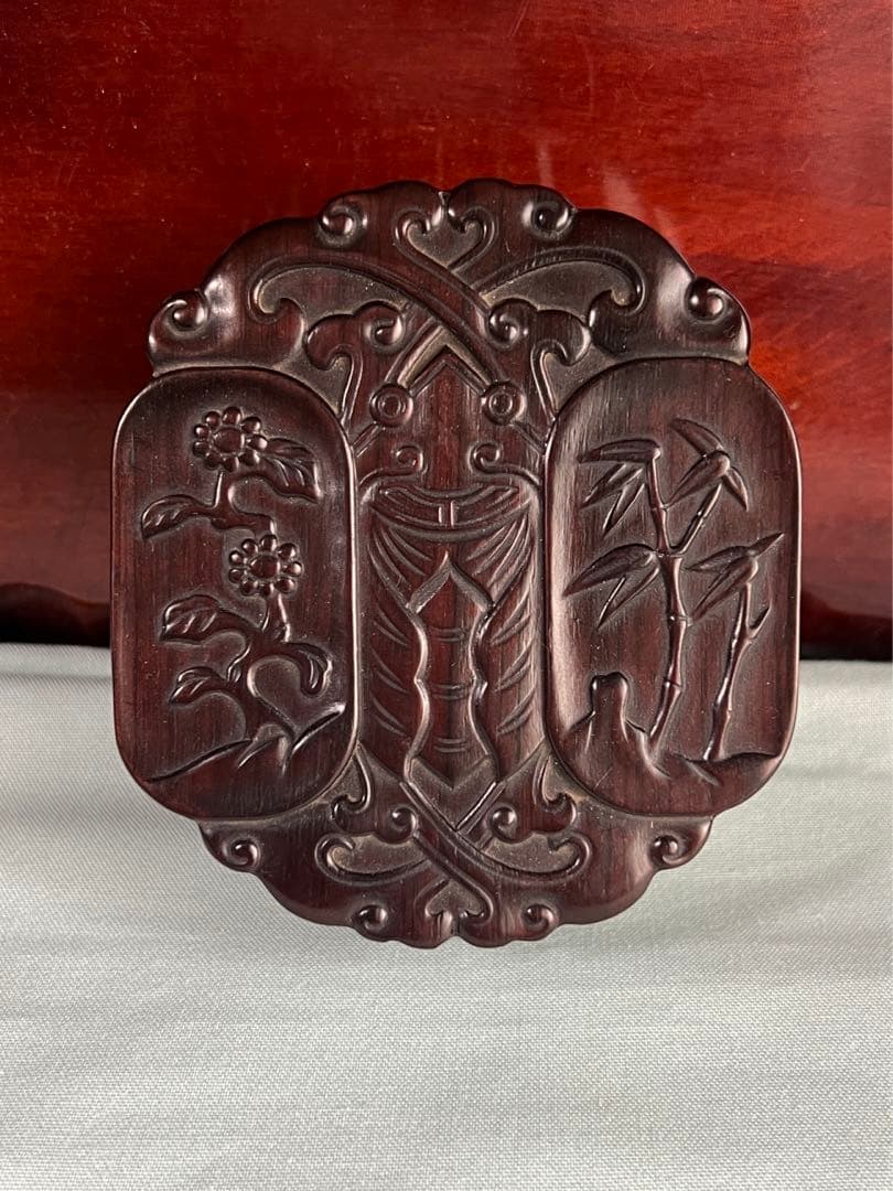 紫檀 唐木彫刻 中国古美術 香合