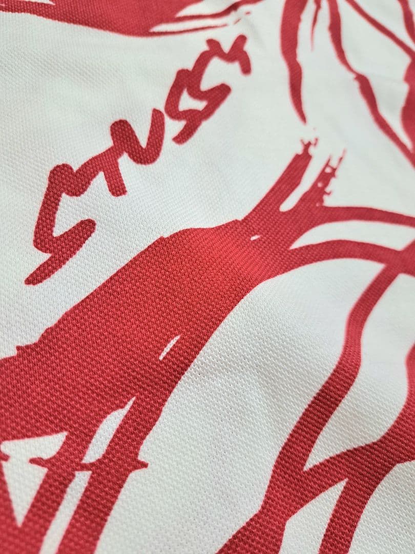 【ゴルフ・M】Stüssy × FL アトミックリング ポロシャツ 白×赤