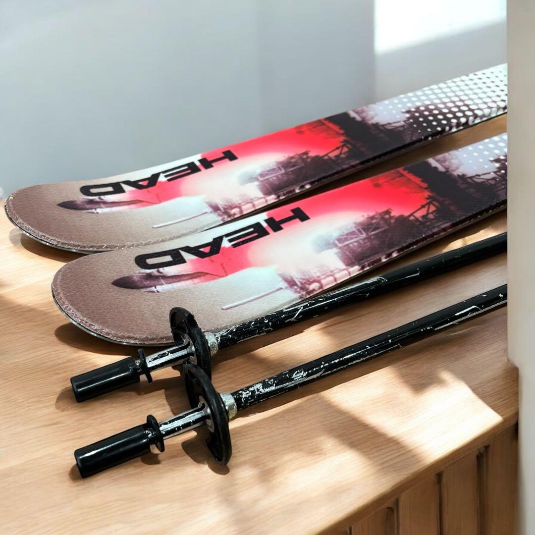 【良品】HEAD MOJO SPAWN 3 キッズ 137cmスキー板 ストック