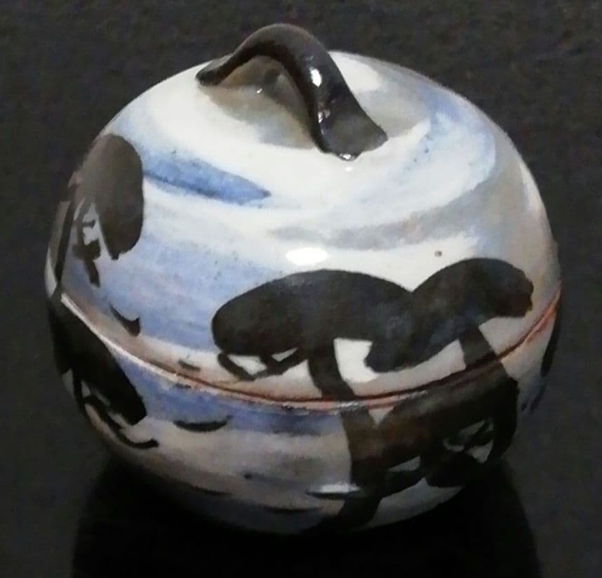 白井半七作　京焼　松　香合　共箱　茶道具