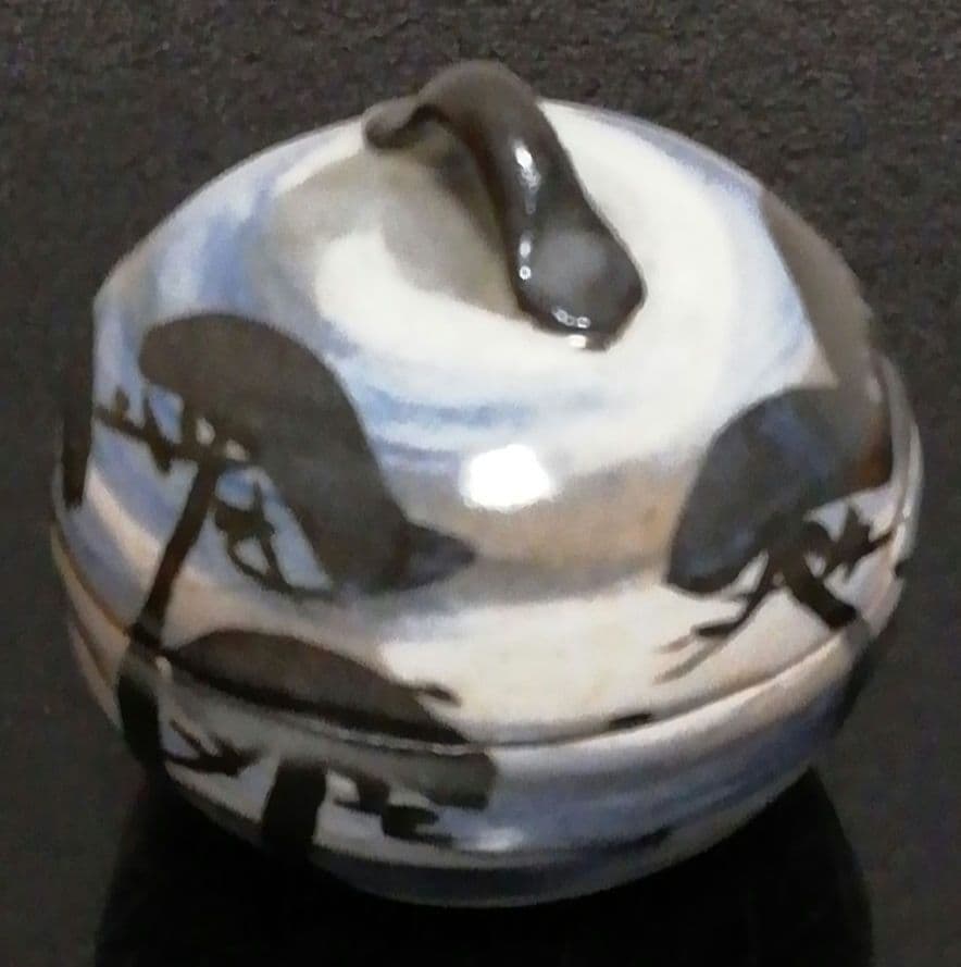 白井半七作　京焼　松　香合　共箱　茶道具