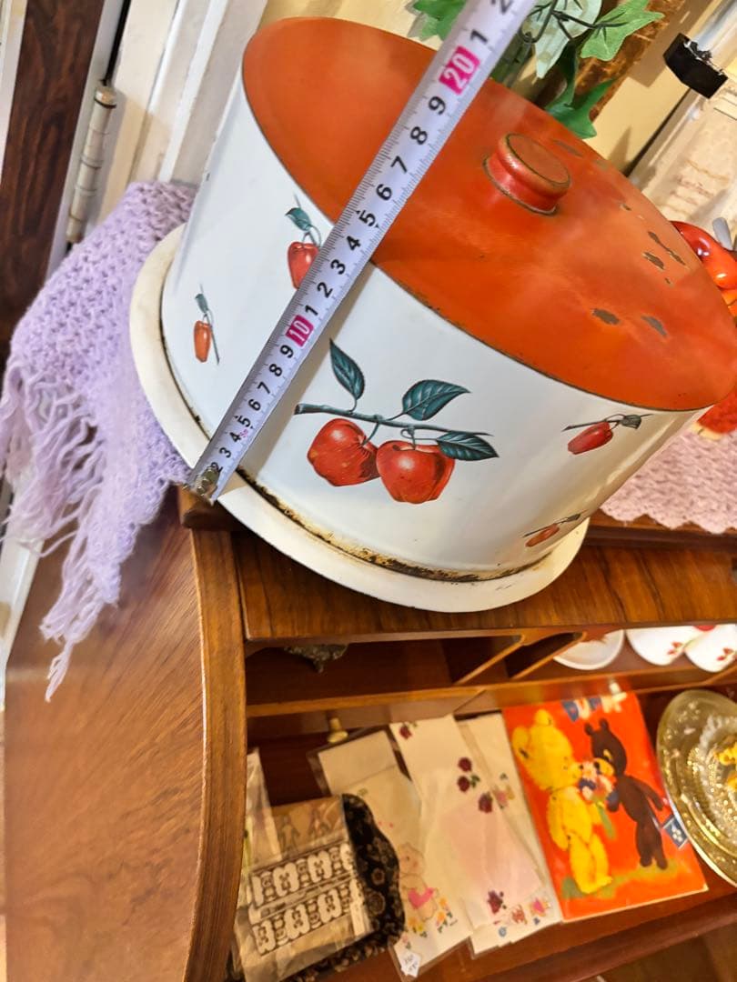 アンティーク リンゴ柄 キャニスター　ヴィンテージ　当時物　ケーキキャリー