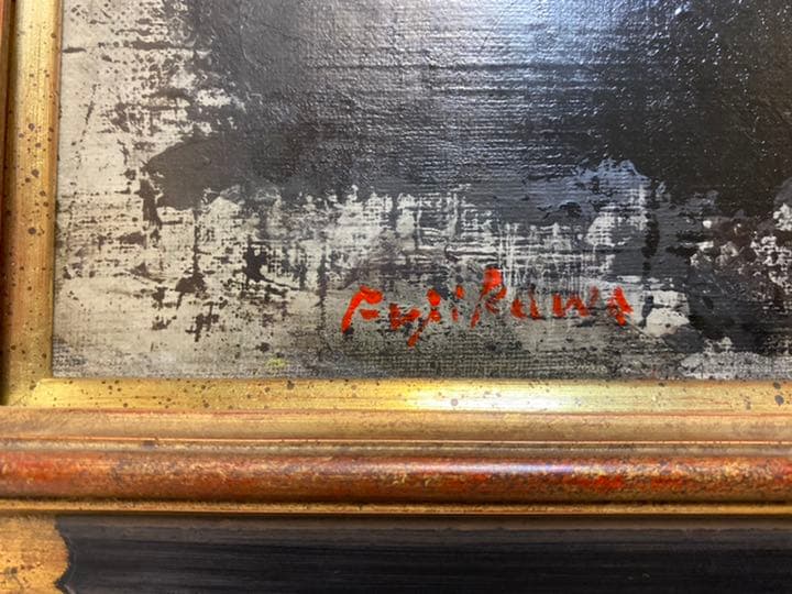 絵画 油絵　母と仔