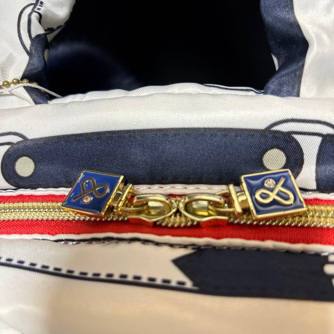 【新品未使用タグ付】and per se ファー付きストライプ柄バッグ