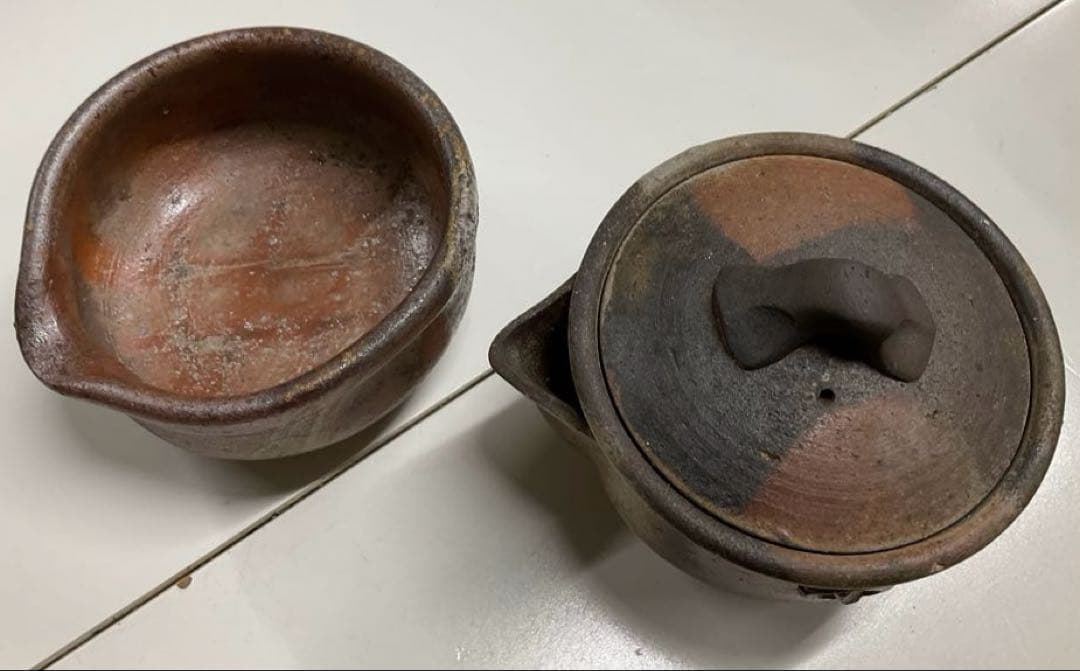 備前焼き 安東利喜　玉露/煎茶用茶器揃え［宝瓶］急須 湯冷し 2個セット