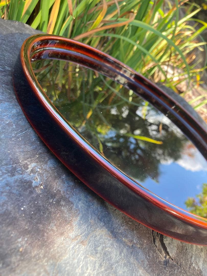 大丸 漆塗り 円形盆 黒