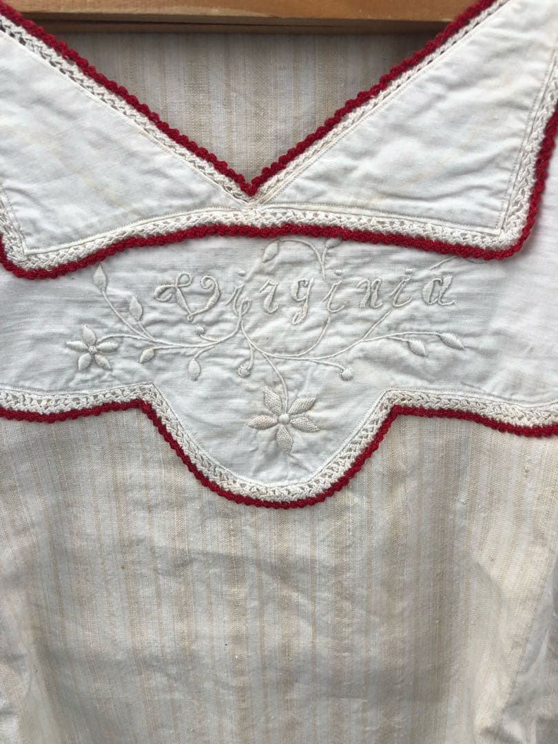 フランス 蚤の市 アンティークリネン 刺繍 ワンピース パリ