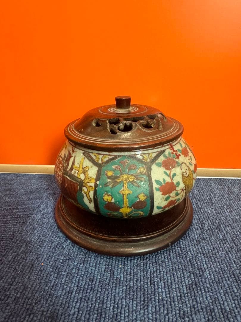 1678 中国骨董　呉須赤絵　香炉　時代物