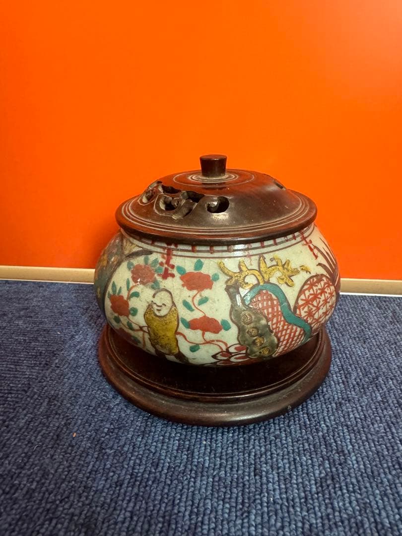 1678 中国骨董　呉須赤絵　香炉　時代物