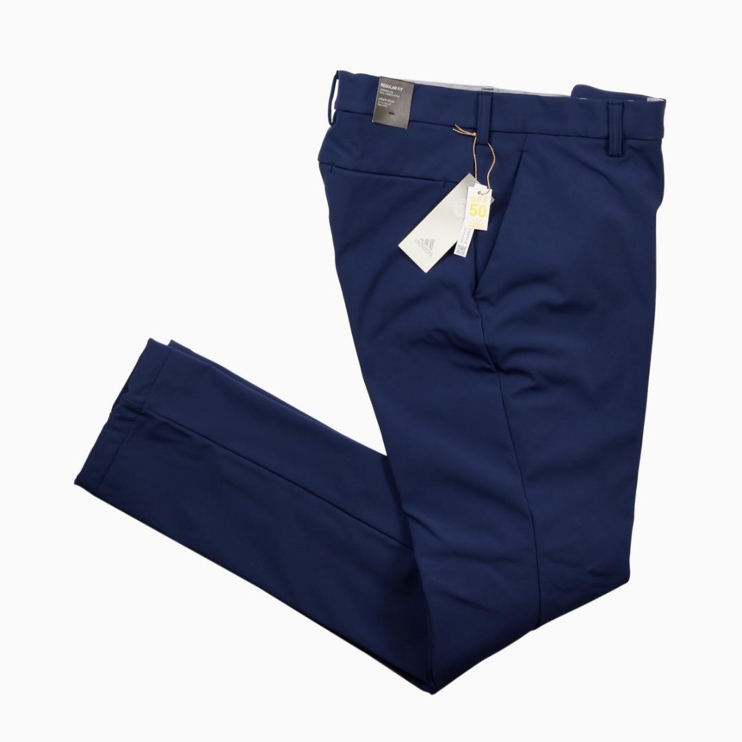 【76】秋冬 アディダス ゴルフ 保温 防風 裏地フリース ボンディングパンツ紺