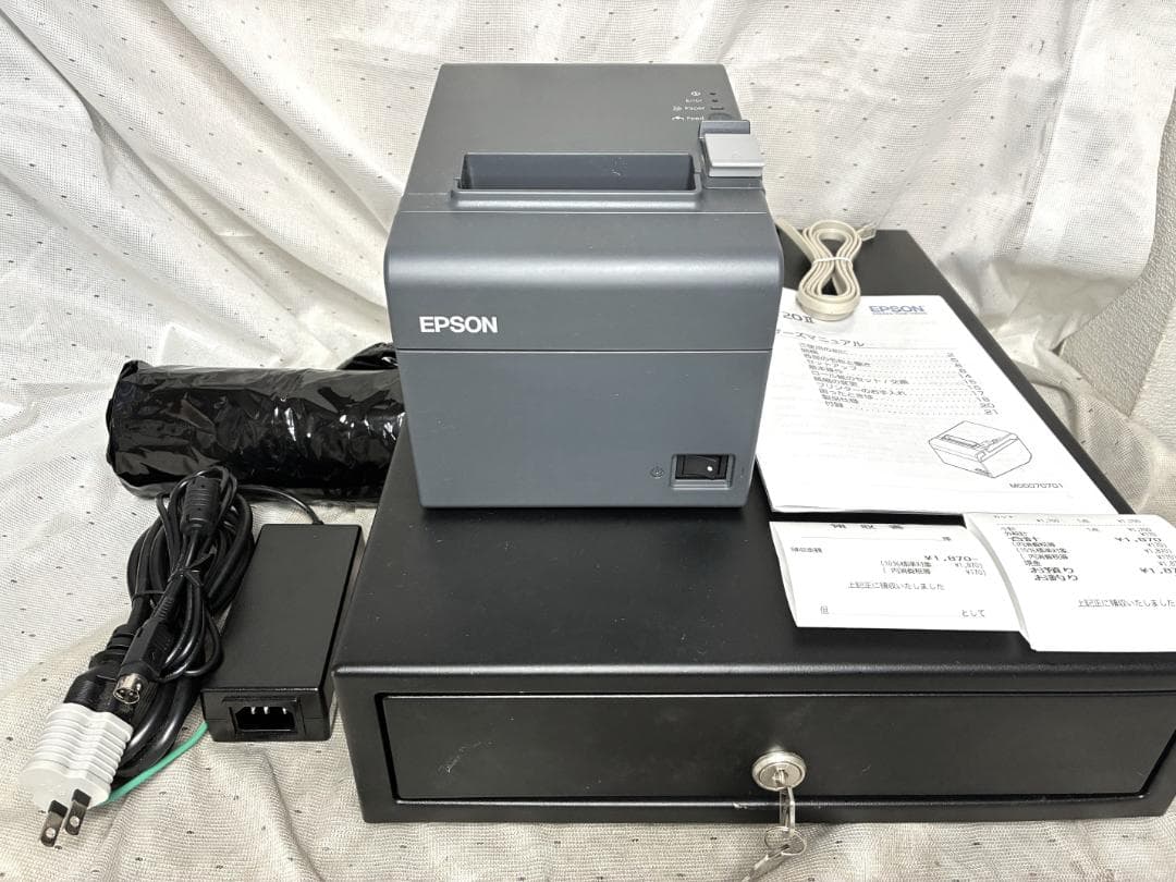 美品■エプソン　サーマルプリンター＆ドロアー　TM-T20Ⅱ■エアレジ対応　動済