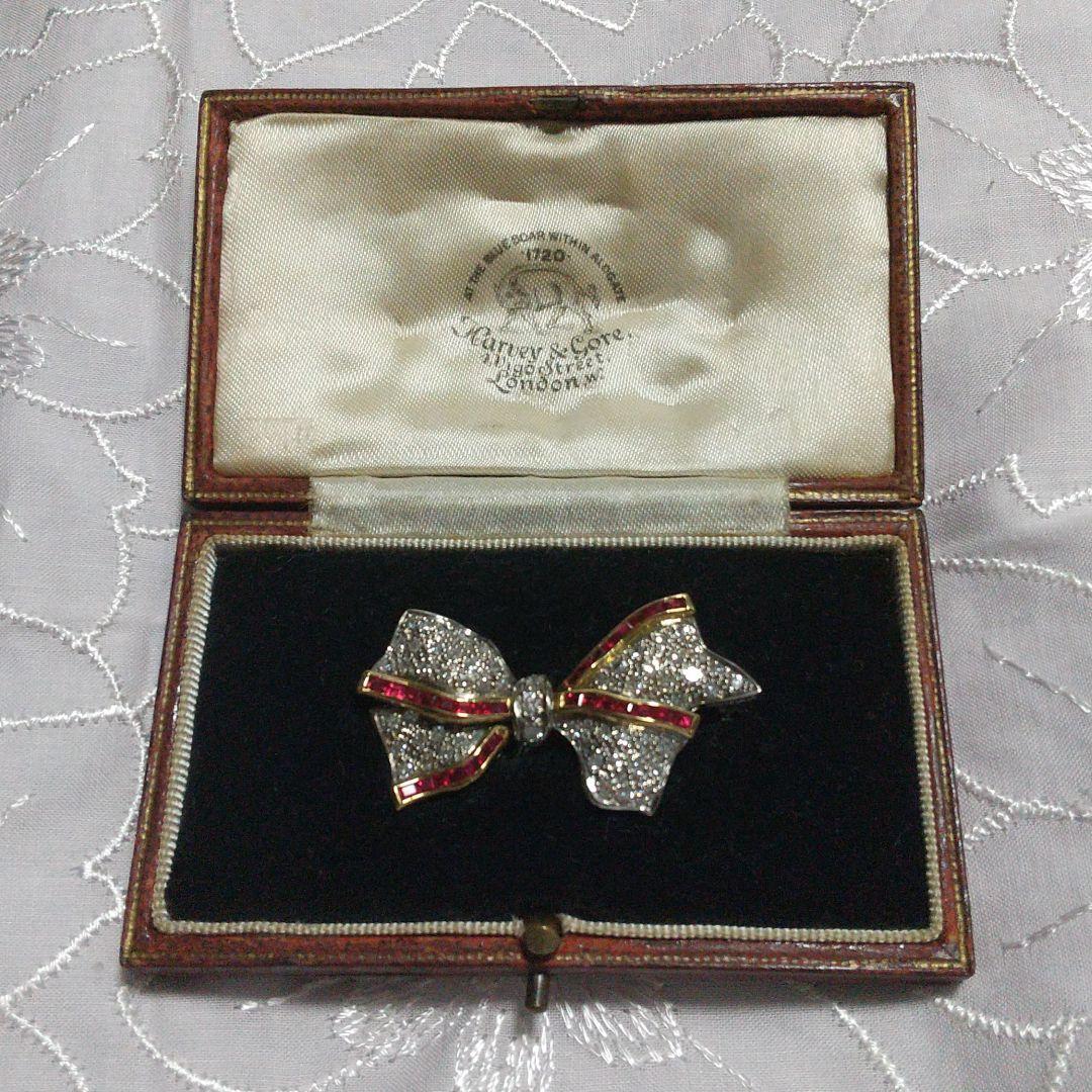 ブローチ♥リボン♥ダイヤ、ルビー♦アンティーク