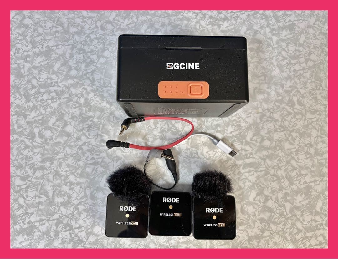 Rode ワイヤレス GO II マイク充電器&iPhone接続用ケーブル付き