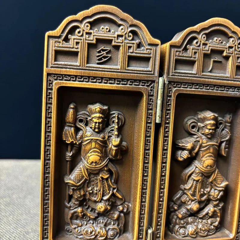 高級天然木彫り 置物 開運 仏像 四天王屏風 風水 置物
