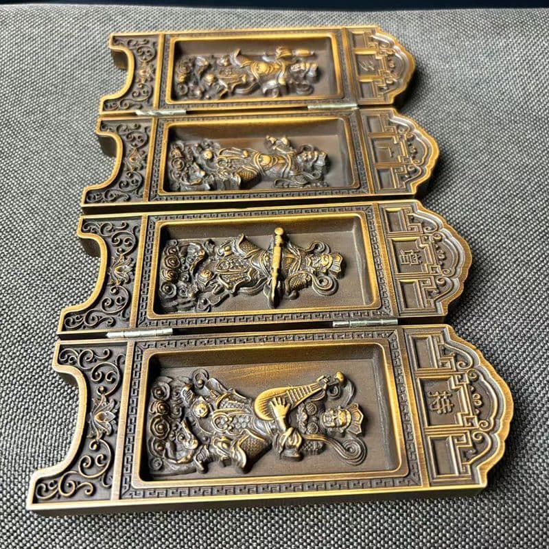 高級天然木彫り 置物 開運 仏像 四天王屏風 風水 置物