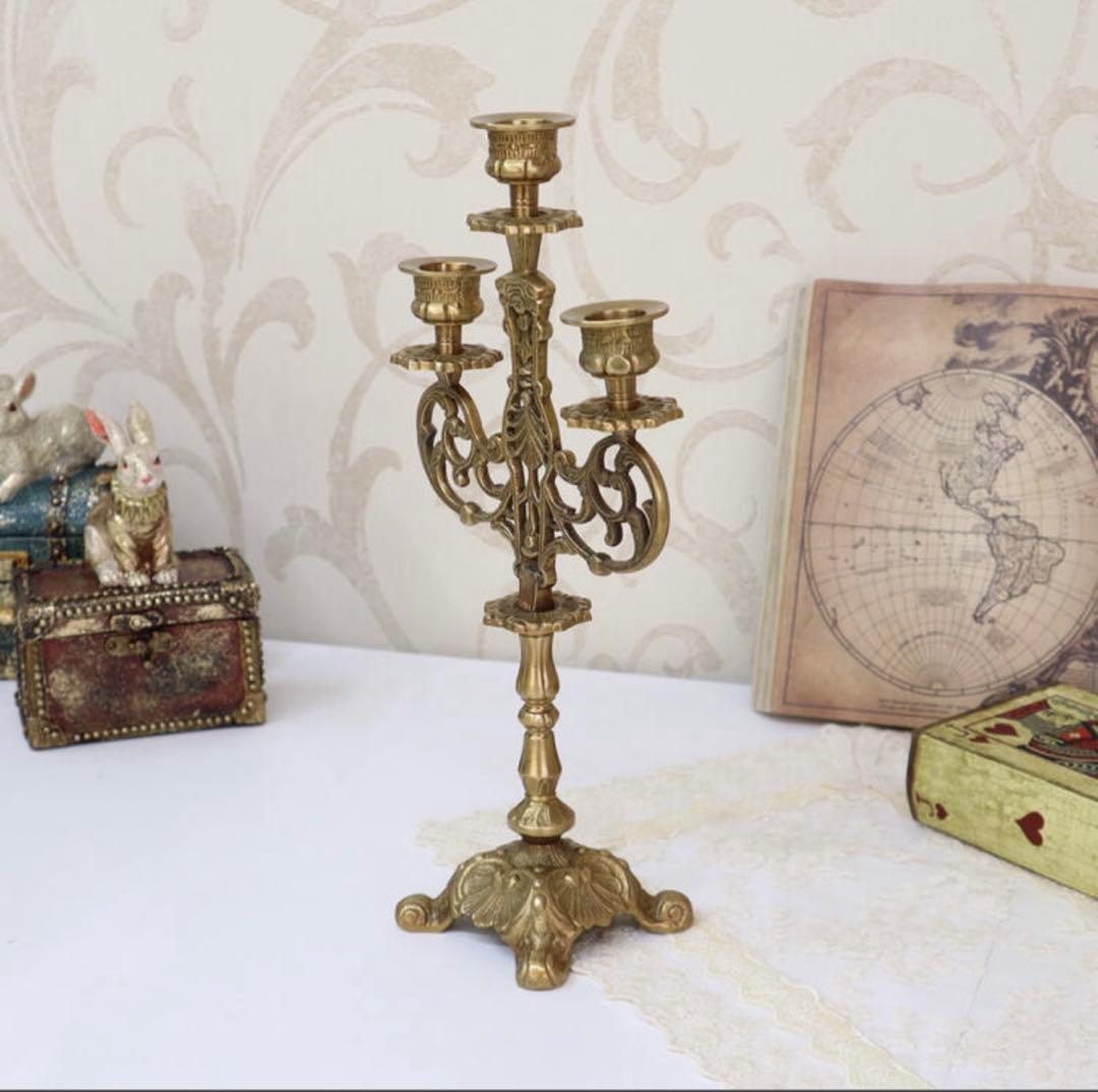 キャンドルホルダー アンティークゴールドキャンドルスタンド 北欧輸入雑貨　蝋燭台