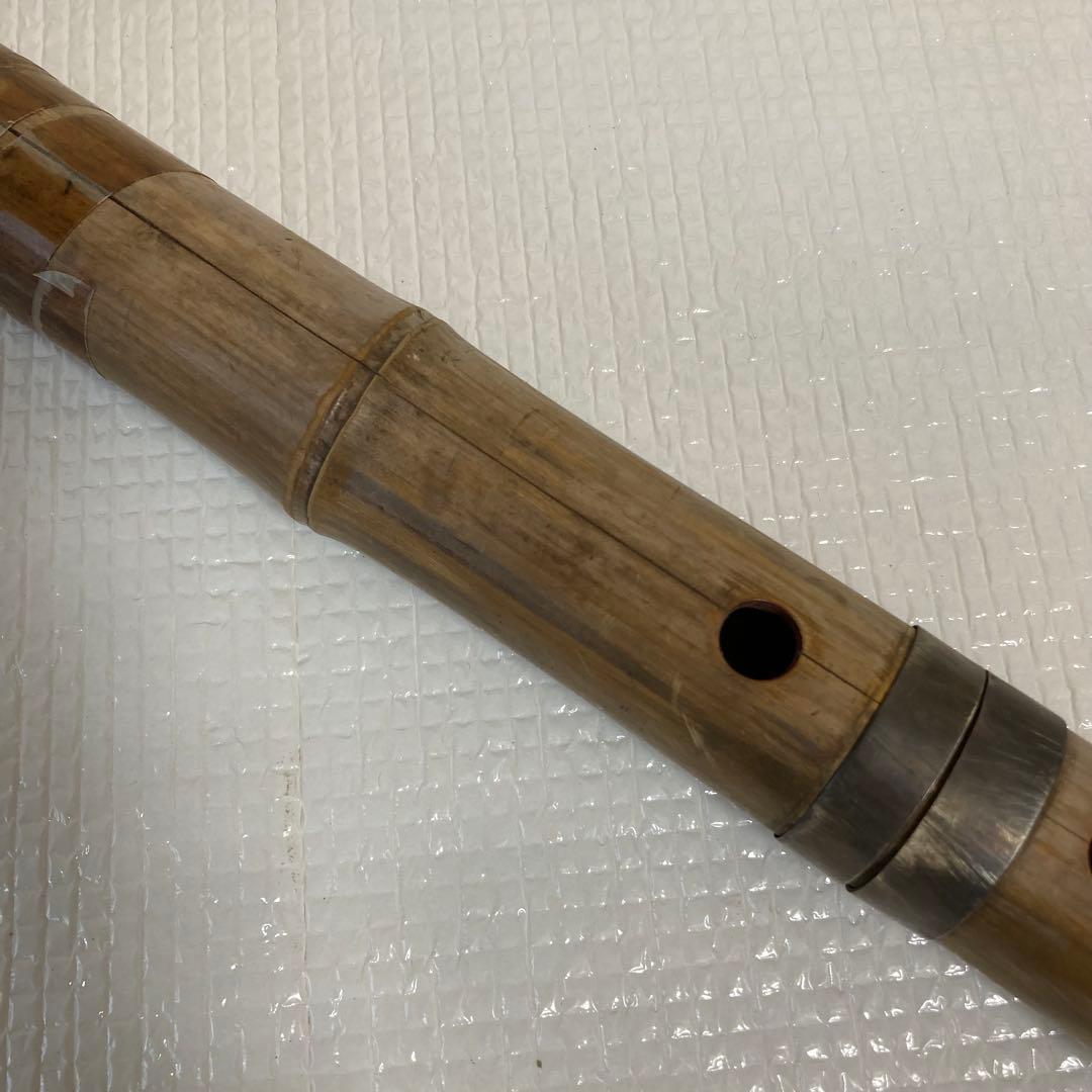 尺八 和楽器 竹製 延べ管 銘刻印入り 中継ぎ 古道具 骨董 ジャンク 現状渡し