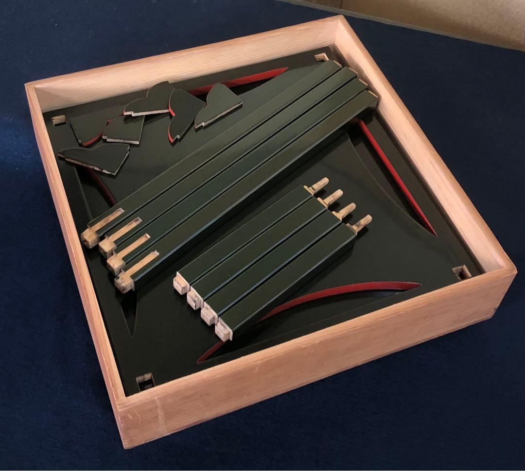 《R》茶道具 青漆 糸巻棚 組立式 塗師 川瀬表完作 共箱　260126く1